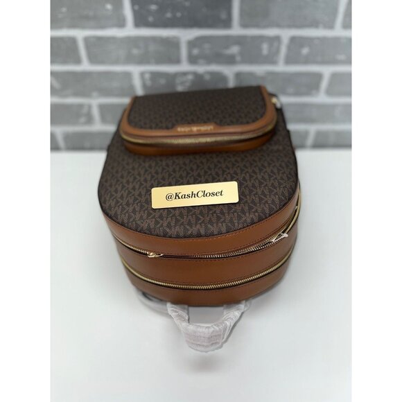 Michael Kors backpack jaycee large front pocket backpack MK Signature brown - Picture 5 of 11
